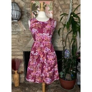 Pretty in Print - Wine Floral Dress with Pockets - Size SM